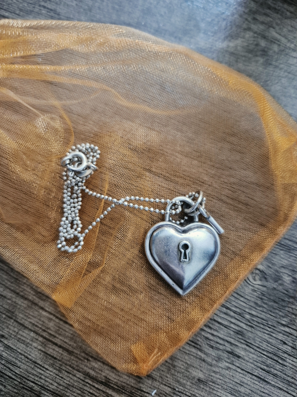 Vintage 1994 Tiffany & Co. Silver Heart Chunky Lock Pendant With Necklace~